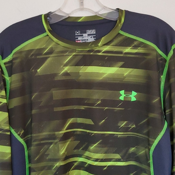 Under Armour Gray & Lime Green Long Sleeve Top - M - Picture 2 of 7